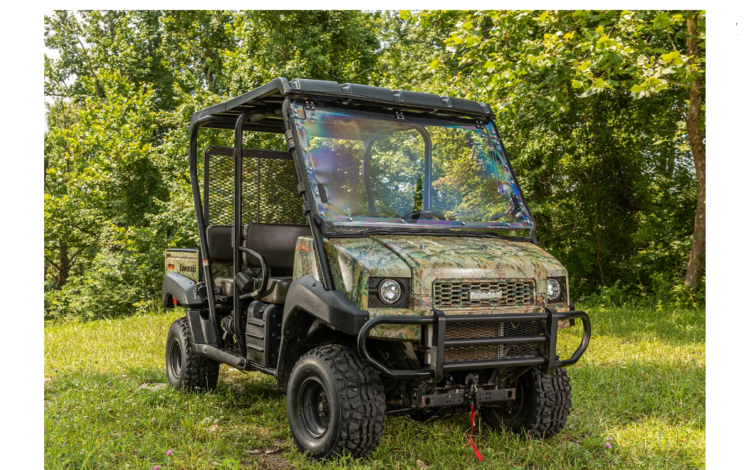 SuperATV Scratch Resistant Flip Windshield For Kawasaki Mule 4000/4010 2009+ - Image 2