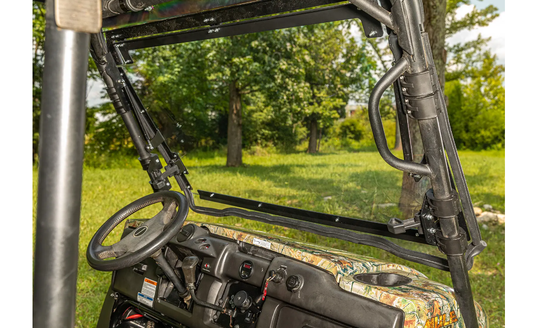 SuperATV Scratch Resistant Flip Windshield For Kawasaki Mule 4000/4010 2009+ - Image 5