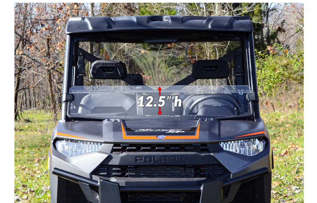 SuperATV Scratch Resistant Clear Half Windshield For Polaris Ranger XP/ Bob Cat - Image 3