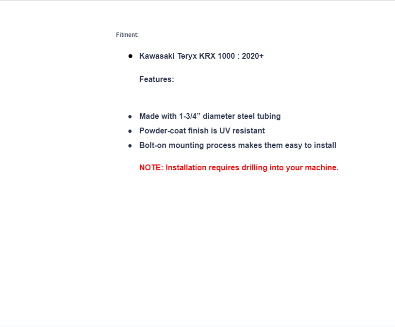 SuperATV Heavy Duty Nerf Bars For Kawasaki Teryx KRX 1000 - Image 8