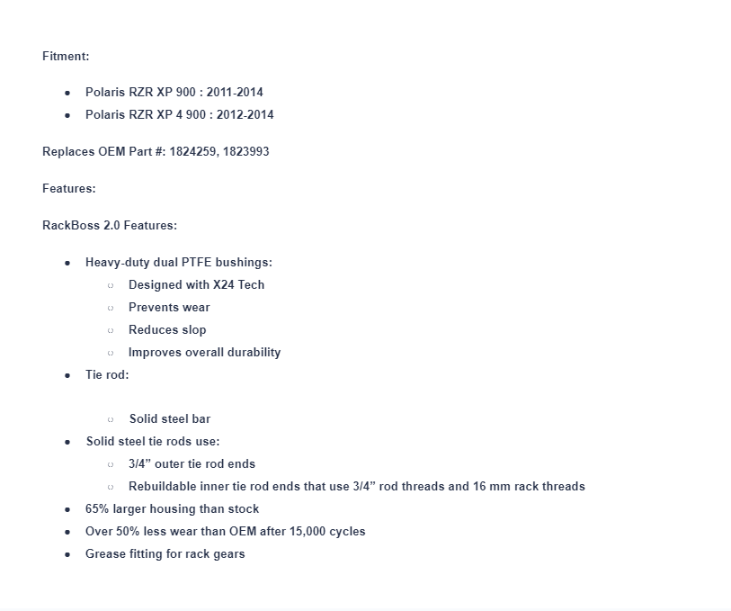 SuperATV Rackboss 2.0 Rack & Pinion For Polaris RZR 900 - Image 8