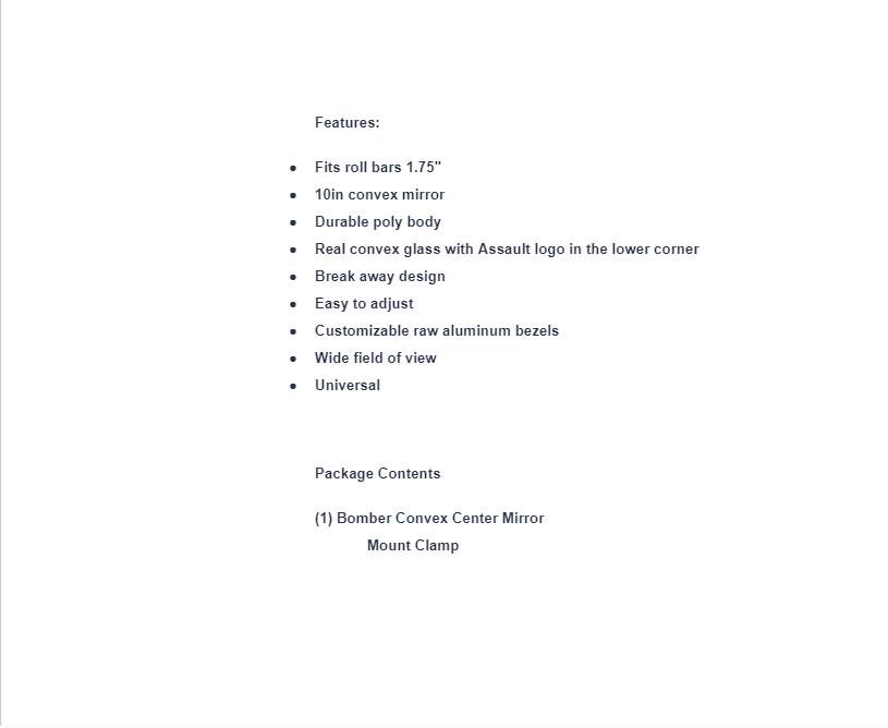 Assault Industries Bomber Convex Center Mirror For 1.75 Cages - Image 4