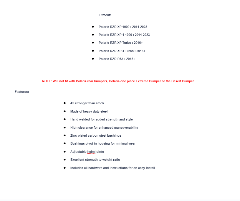 SuperATV High Clearance Boxed Radius Arms For Polaris RZR XP - Image 7