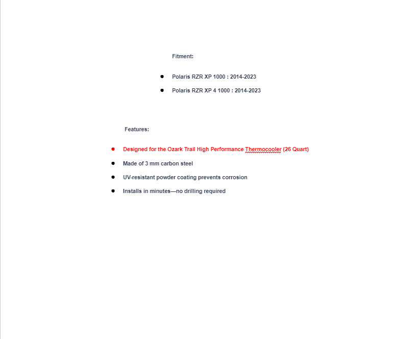 SuperATV Ozark Trail Mounting Brackets For Polaris RZR XP 1000 - Image 5