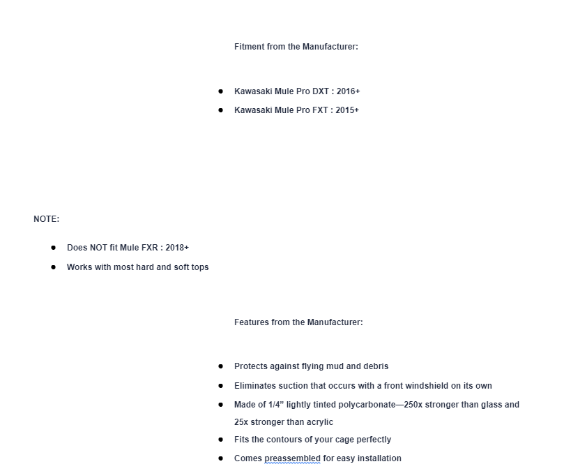 SuperATV Scratch Resistant Light Tint Rear Windshield For Kawasaki Mule Pro DXT/ FXT - Image 5