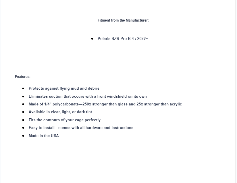 SuperATV Rear Light Tint Windshield For Polaris RZR Pro R 4 2022+ - Image 6