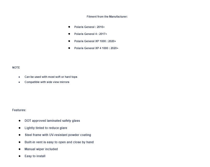 SuperATV Glass Windshield For Polaris General - Image 8