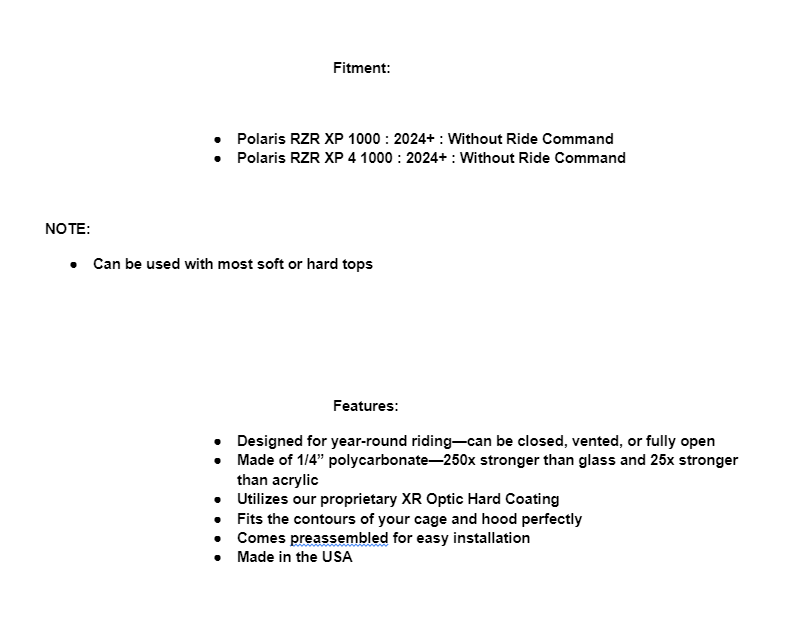 SuperATV Scratch Resistant Flip Windshield For Polaris RZR XP / XP4 - Image 7