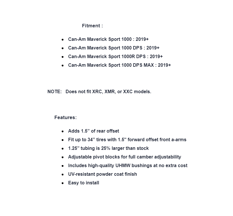 SuperATV Rear A-Arms For Can-Am Maverick Sport 2019+ - Image 5