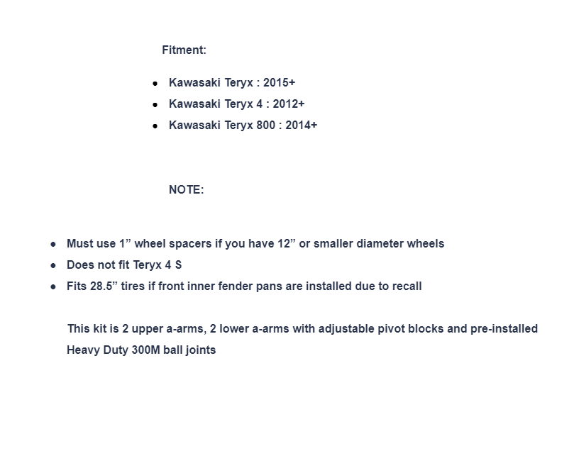 SuperATV High Clearance 1.5" Forward Offset A-Arm For Kawasaki Teryx/4/800 - Image 6