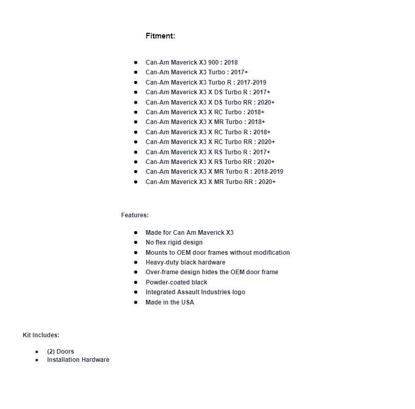Assault Industries F-22 Doors For Can-Am Maverick X3 - Image 7