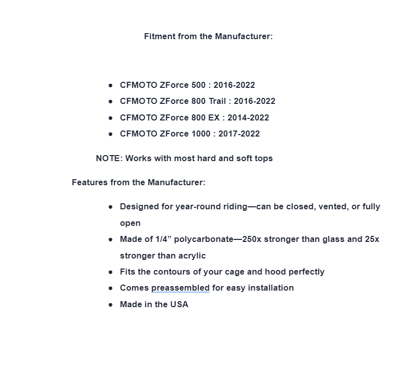 SuperATV Scratch Resistant Flip Windshield For CFMOTO ZForce - Image 6