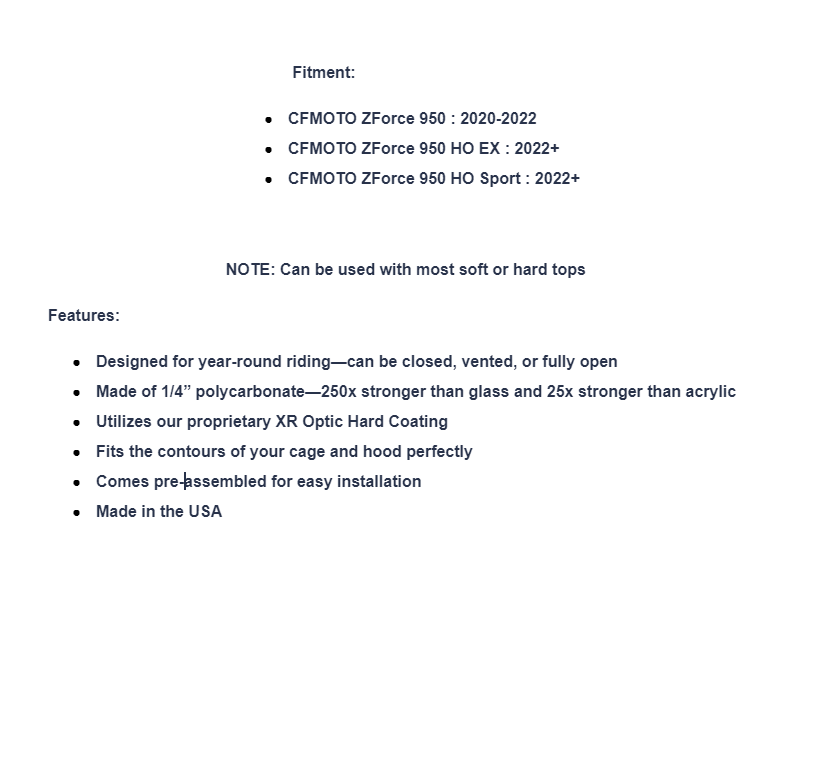 SuperATV Scratch Resistant Front Flip Windshield For CFMoto ZForce 950 - Image 9