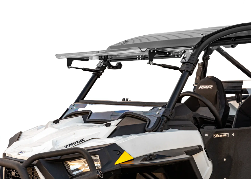 SuperATV Scratch Resistant Front Flip Windshield For Polaris RZR Trail