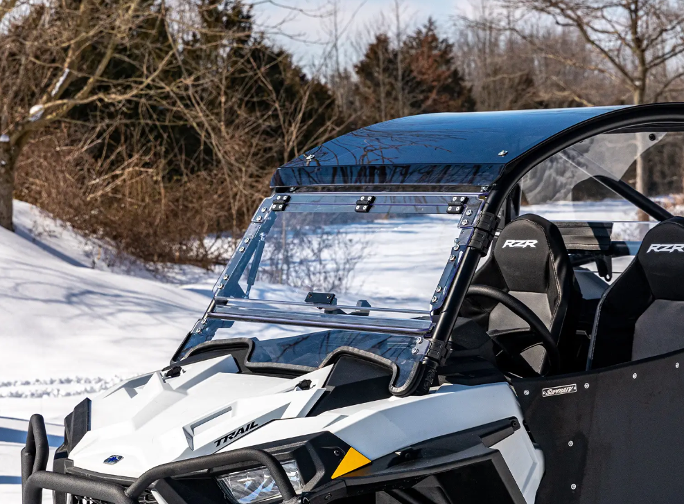 SuperATV Scratch Resistant Front Flip Windshield For Polaris RZR Trail - Image 2