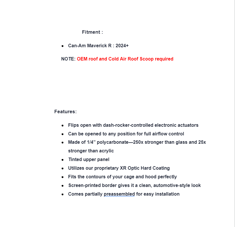 SuperATV Maxdrive Power Flip Windshield For Can-Am Maverick R 2024+ - Image 6