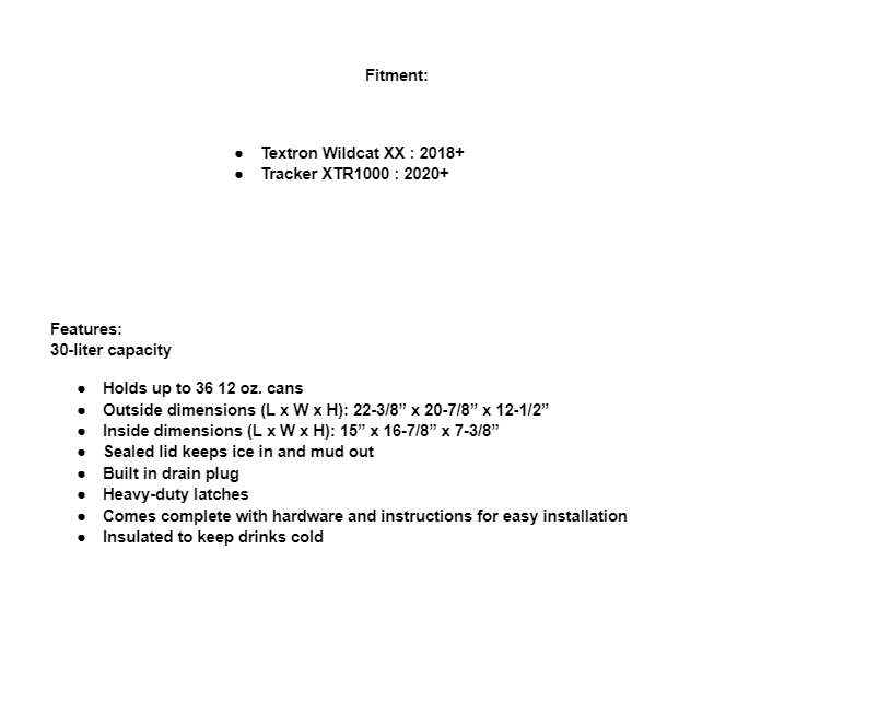 SuperATV Cooler / Cargo Box For Textron Wildcat XX / XTR1000 - Image 10