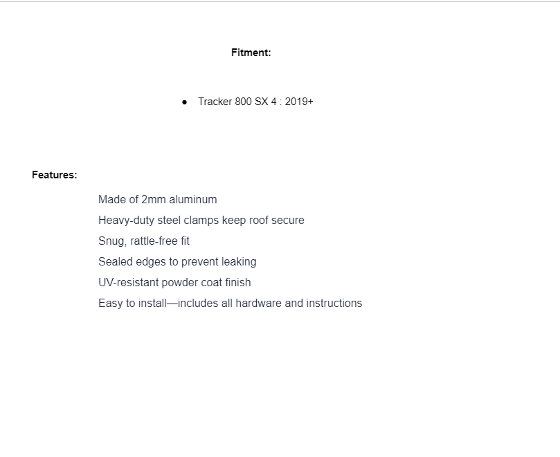 SuperATV Aluminum Roof For Tracker 800SX Crew - Image 5