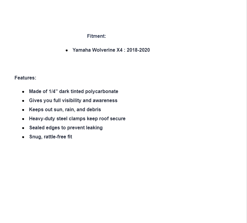 SuperATV Tinted Roof For Yamaha wolverine X4 850 - Image 5