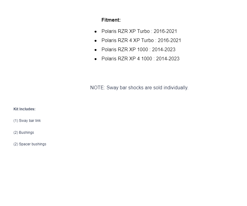 SuperATV Sway Bar Shock For Polaris RZR XP 1000 / Turbo - Image 3
