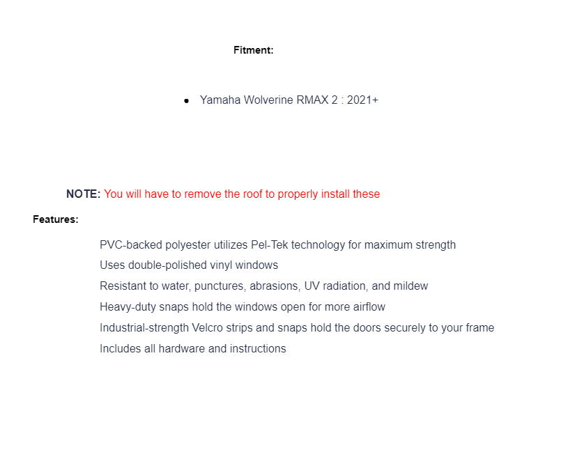 SuperATV Primal Soft Cab Enclosure Upper Doors For Yamaha RMAX 2 2021+ - Image 7