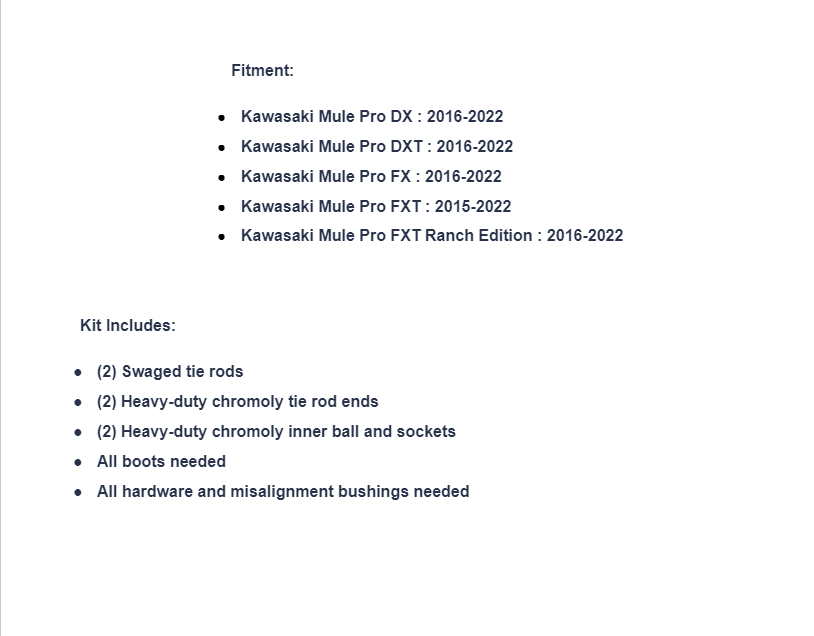 SuperATV Heavy Duty Tie Rod Kit For Kawasaki Mule Pro - Image 4