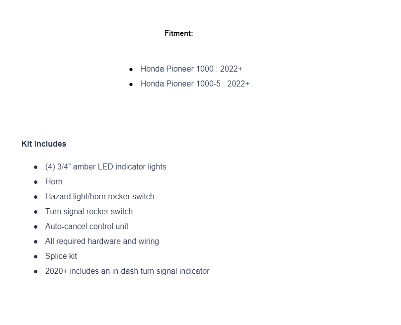 SuperATV Deluxe Self-Canceling Turn Signal Kit For Honda Pioneer 1000 2022+ - Image 4