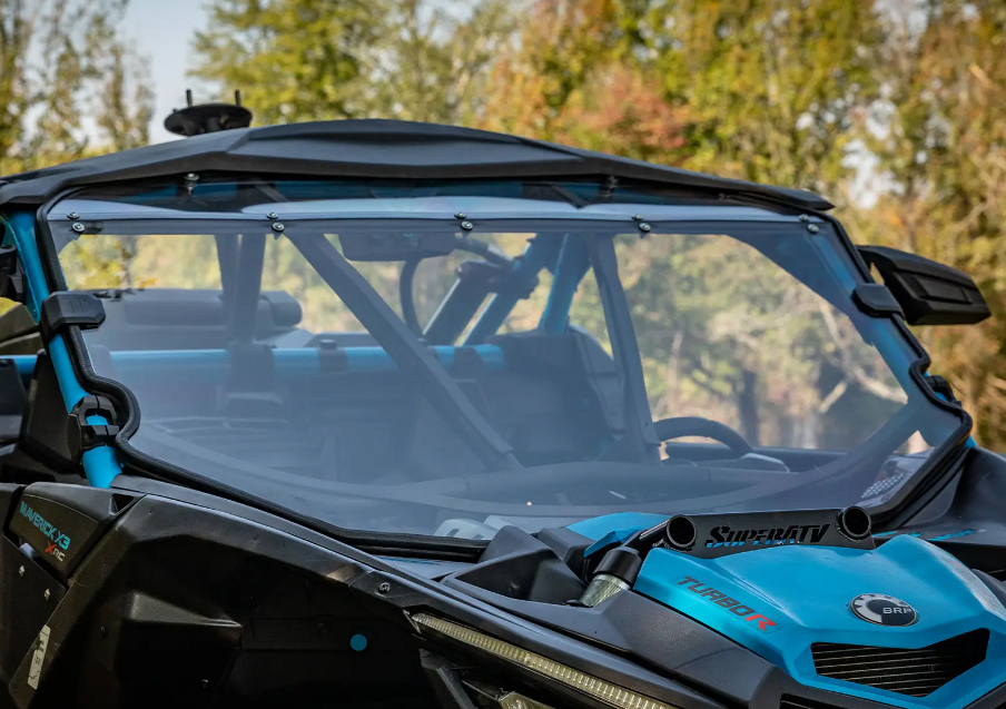 SuperATV Scratch Resistant Full Windshield For Can-Am Maverick X3 Intrusion Bars - Image 2