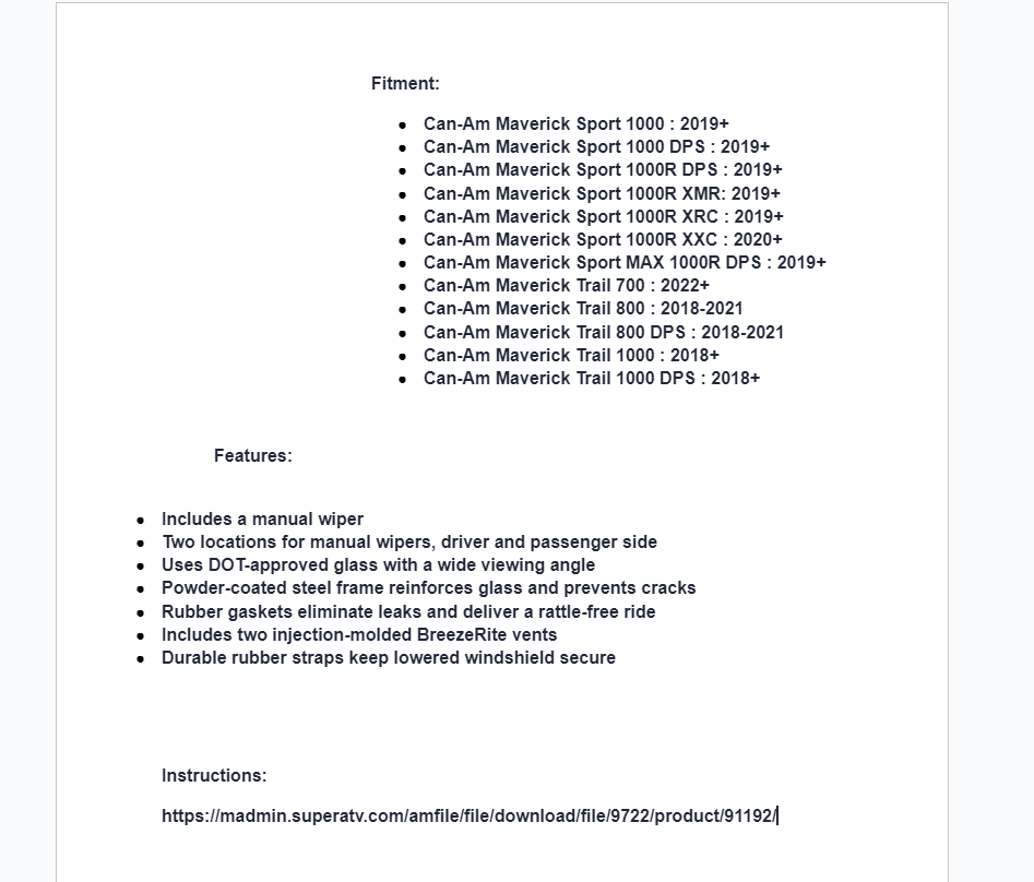 SuperATV FLp Down Glass Windshield For Can-Am Maverick Sport/ Trail - Image 8