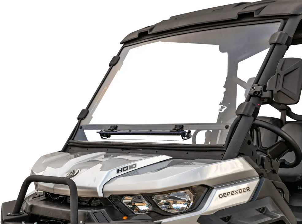 SuperATV Scratch Resistant Full Windshield w/ Flip Up Vent For Can-Am Defender
