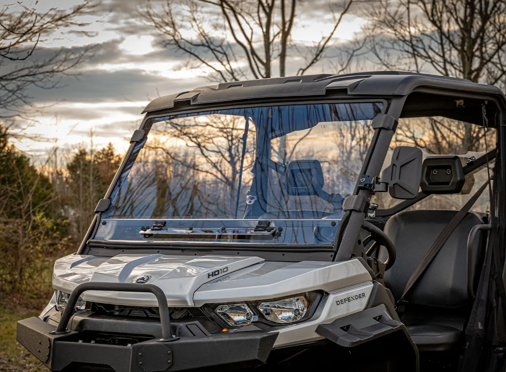 SuperATV Scratch Resistant Full Windshield w/ Flip Up Vent For Can-Am Defender - Image 2