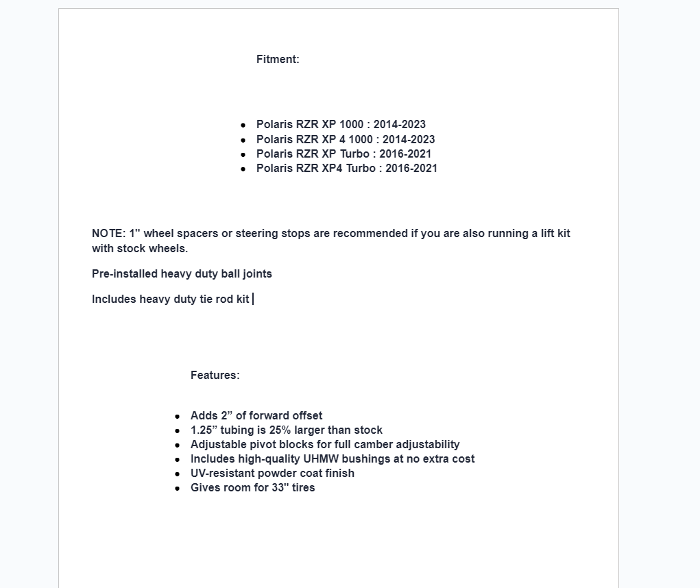 SuperATV High Clearance 2" Forward A-Arms For Polaris RZR XP 1000 / Turbo - Image 6