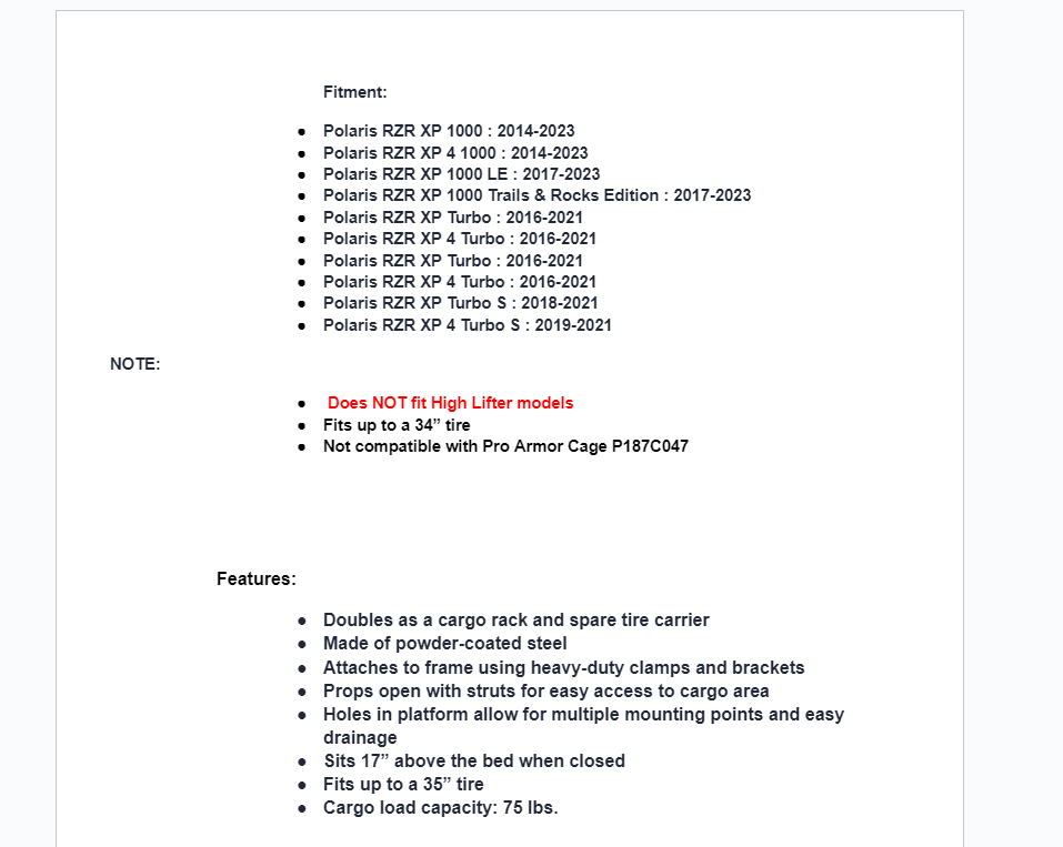 SuperATV Cargo rack Alpha For Polaris RZR XP / Turbo / S - Image 7