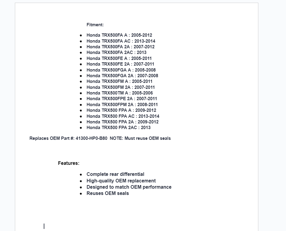 SuperATV Up & Running Complete Rear Differential For Honda Foreman 500 - Image 2