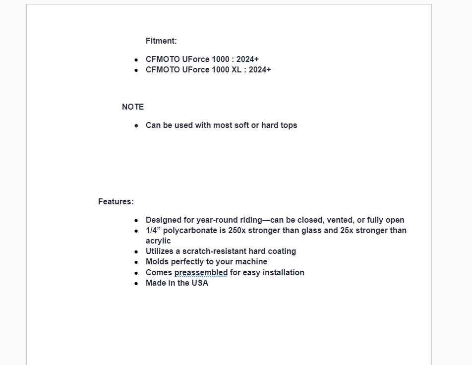 SuperATV Scratch Resistant Flip Windshield For CFMoto UForce 1000 / XL 2024+ - Image 5
