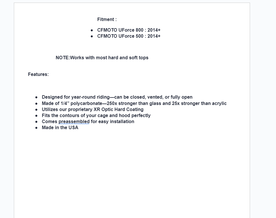 SuperATV Scratch Resistant Flip Windshield For CFMoto UForce 800 / 500 - Image 10
