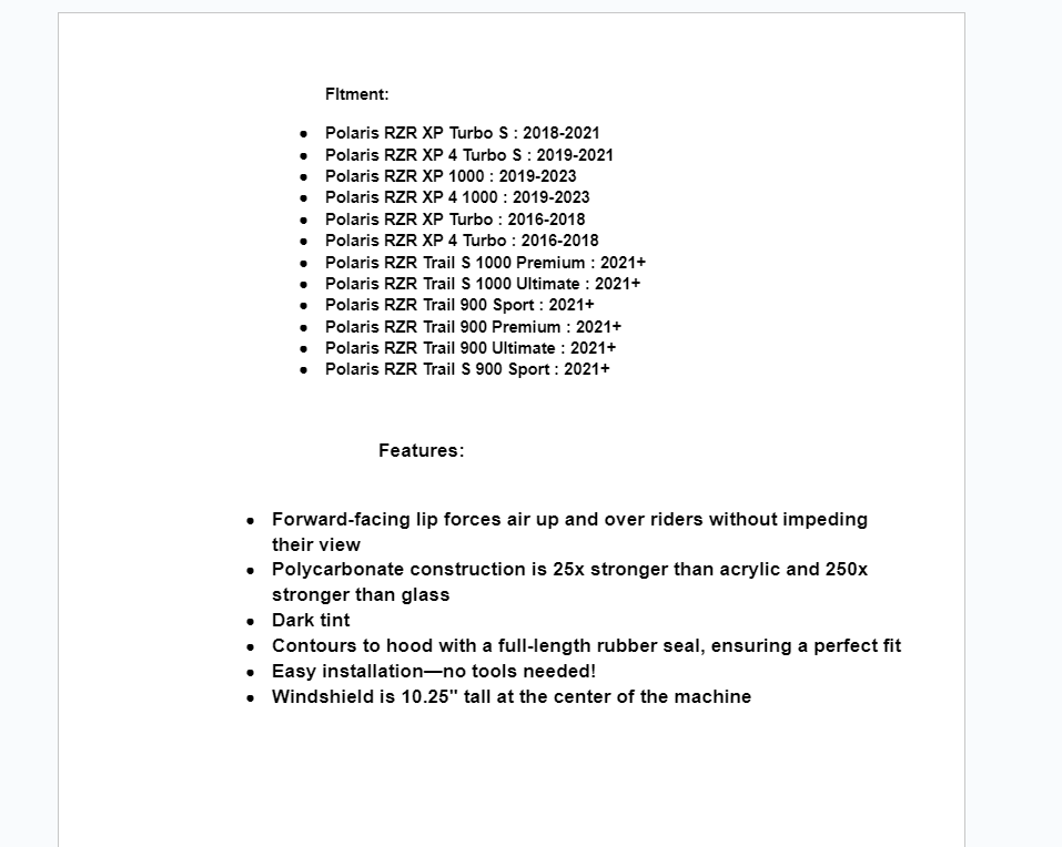 SuperATV Dark Tint Half Windshield For Polaris RZR Turbo S / RZR Trail - Image 6