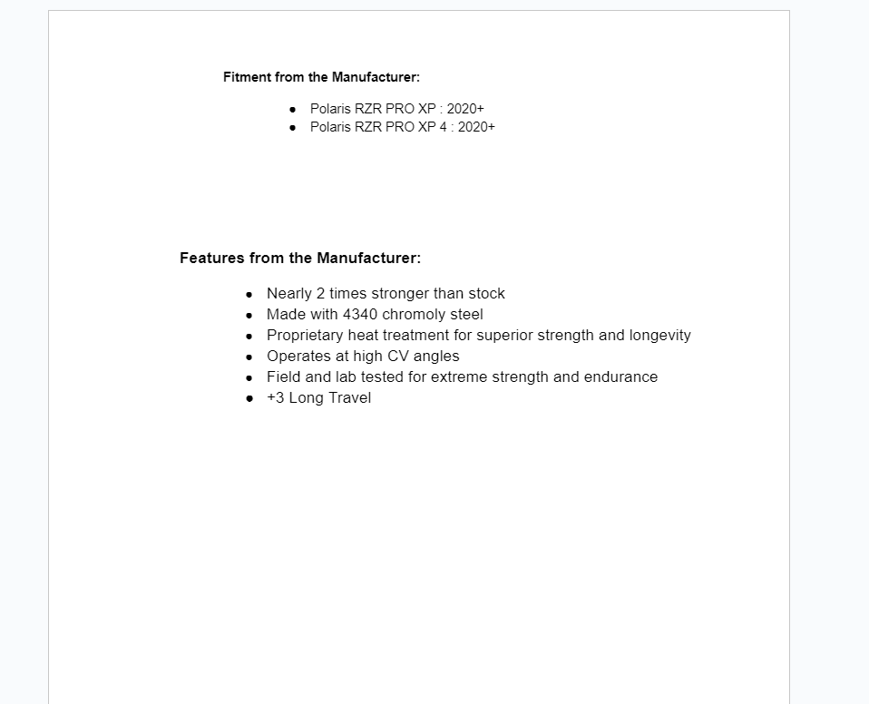 SuperATV Rhino 2.0 +3 Long Travel Axle For Polaris RZR Pro XP / XP4 2020+ - Image 7