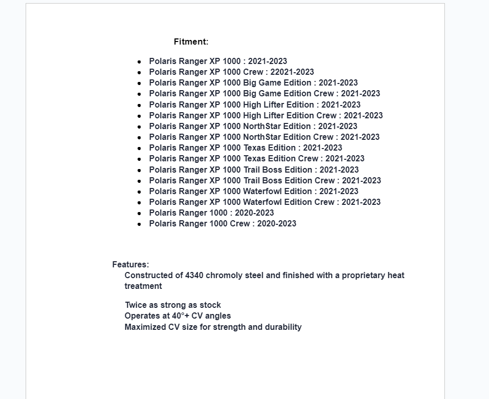 SuperATV Rhino 2.0 Big Lift Kit +6 Front Axle For Polaris Ranger/ Ranger XP - Image 7