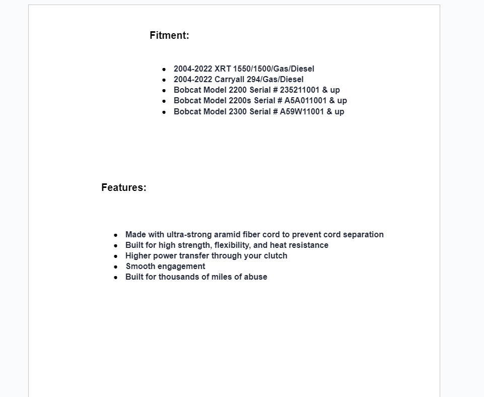 SuperATV Warehouse Drive Belt For Club Car / Bobcat - Image 2