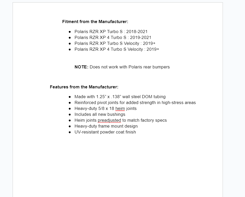 SuperATV Radius Arms For Polaris RZR XP Turbo S / RXR XP 4 Turbo S - Image 6