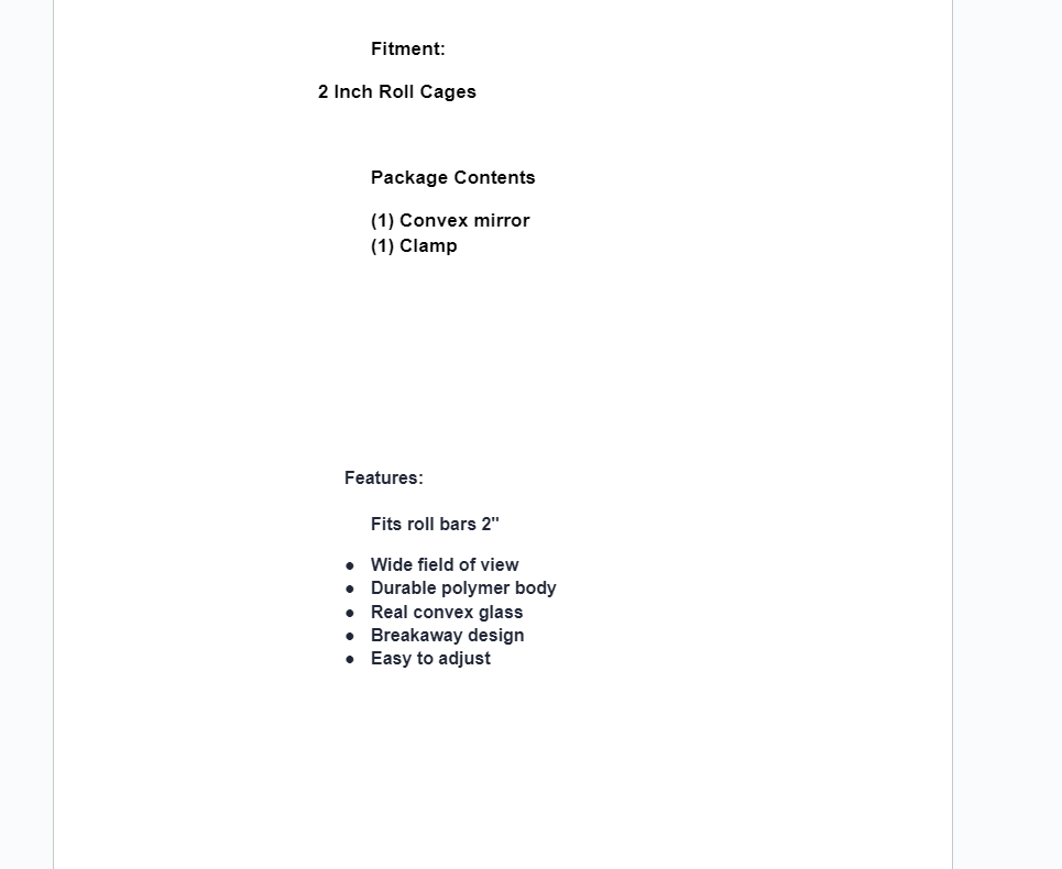 Assault Industries Stealth Series Convex Rear View Mirror For 2" Roll Cage - Image 4