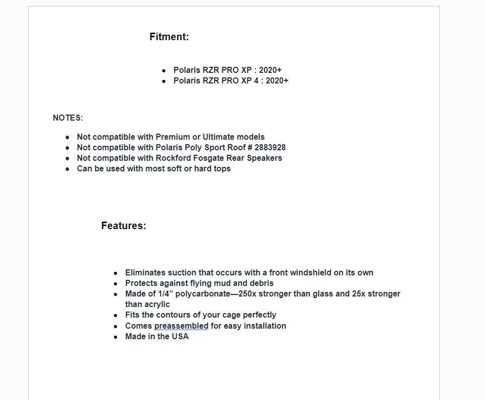 SuperATV Clear Rear Windshield For Polaris RZR PRO XP 4 / Turbo R 4 - Image 2