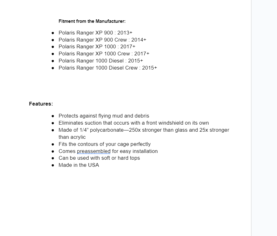 SuperATV Light Tint Scratch Resistant Rear Windshield For Polaris Ranger XP - Image 2