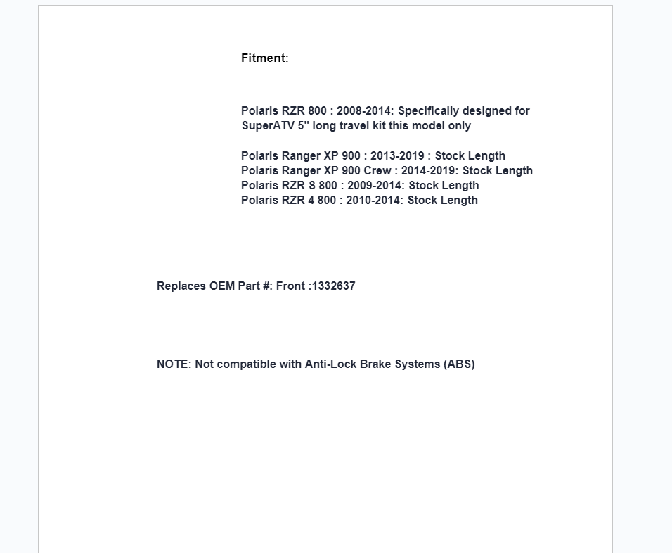 SuperATV ADR Brand Axle For Polaris RZR / Ranger XP / RZR S (1332637) - Image 2