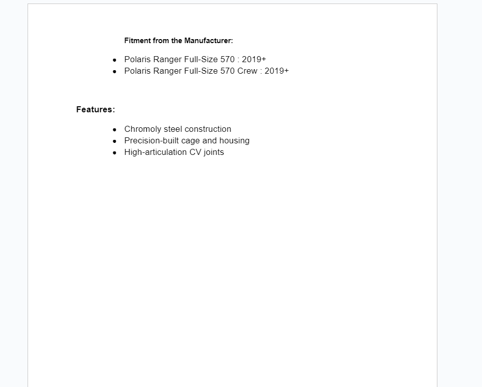 ADR Brand Full Size Rear Axle For Polaris Ranger / Crew 570 2019+ - Image 2