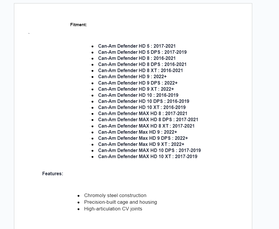 Superatv ADR Rear Axle For Can-Am Defender HD 5/8/9/10 - Image 2