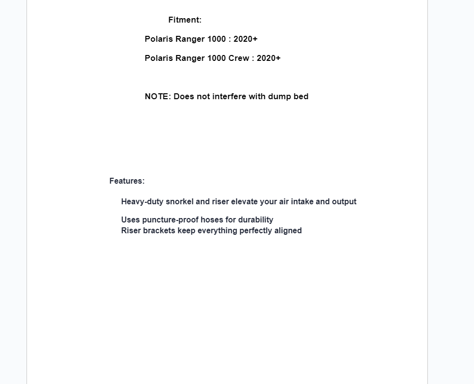 SuperATV Depth Finder Snorkel Kit For Polaris Ranger 1000/ Crew 2020+ - Image 5