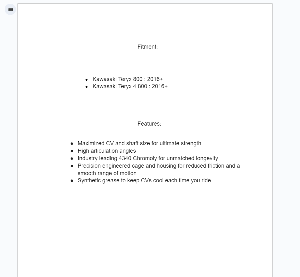 SuperATV Rhino Rear Axle For Kawasaki Teryx 800/800-4 2016+ - Image 2