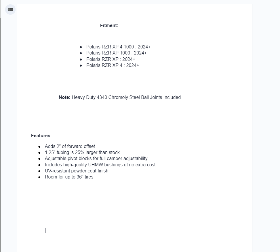 SuperATV High Clearance 2" Forward A-Arms For Polaris RZR XP 2024+ - Image 5